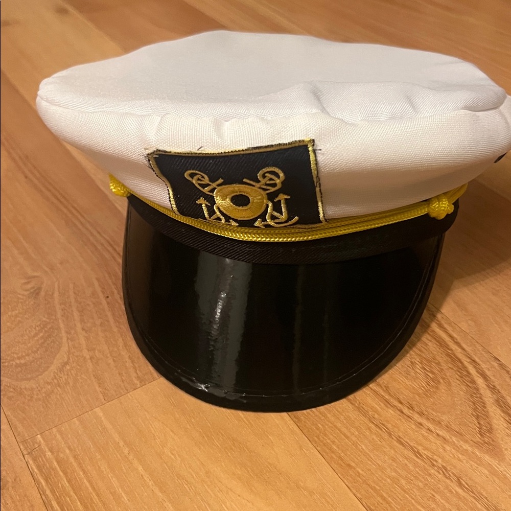 Adult Ship Navy Officer Yacht Skipper Captain Hat Cap Costume White, unisex OS